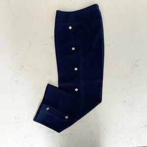 Hugo Boss Telareama Hi Rise Wide Leg Pants w Metal Button Detail Navy Sz 6 NWOT
